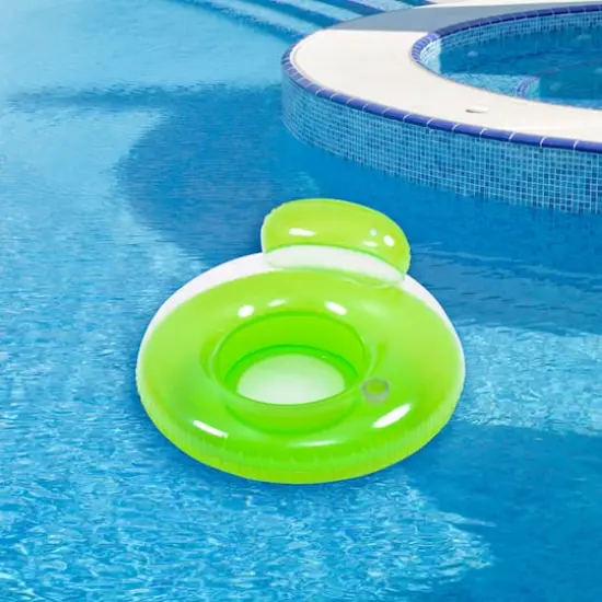 Pool Central 4ft. Green Inflatable Inner Tube Swimming Pool Float with Backrest {3}