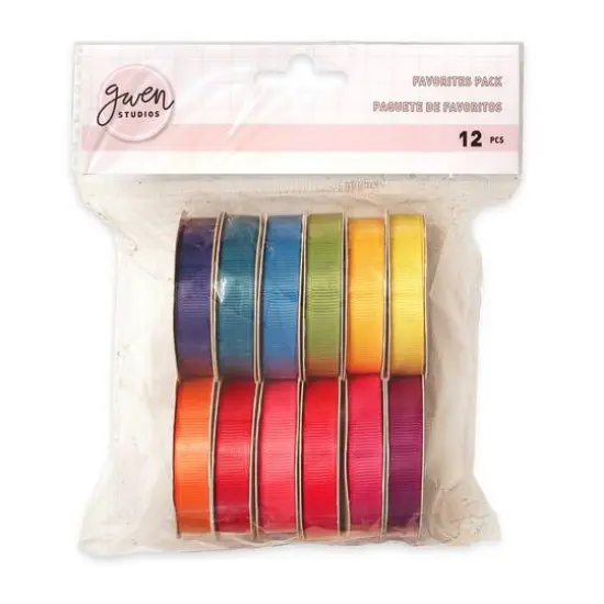 Gwen Studios 3/8" x 3yd. Brights Grosgrain Ribbon Pack, 12ct. {4}