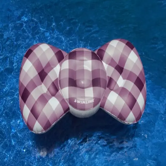 Swimline 6ft. Inflatable Purple & White Checkered Bow Tie Swimming Pool Float {4}
