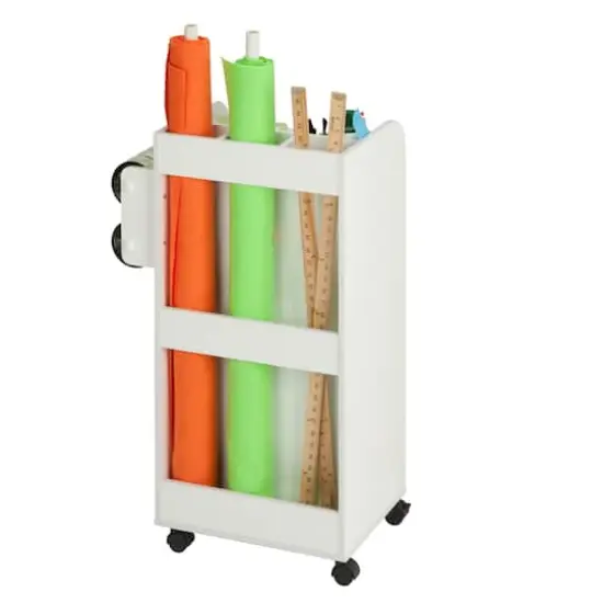 Honey Can Do 3-Drawer White Rolling Craft Cart with Drawers & Slotted Compartments {9}