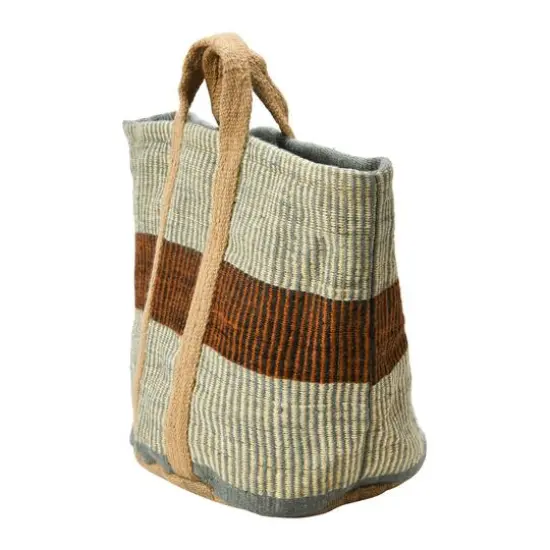 Hello Honey&reg; 24" Rust Striped Woven Jute Tote with Liner {12}