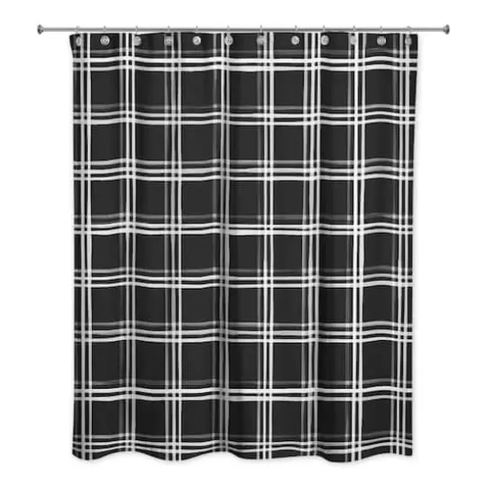 Plaid Shower Curtain Black {1}