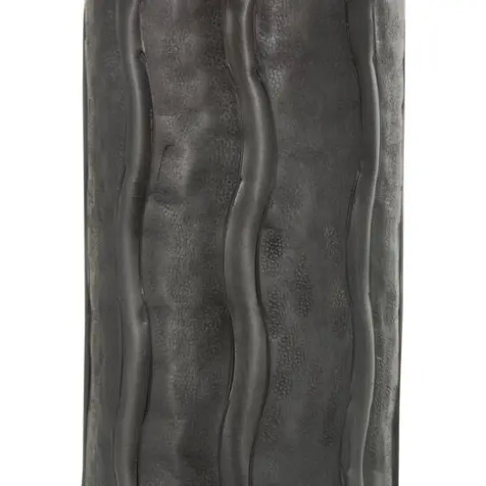 15" Black Metal Snakeskin Inspired Vase with Dimensional Wavy Accents {7}