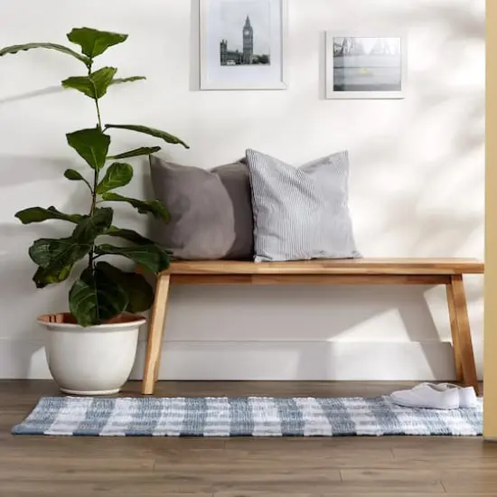 DII&reg; Buffalo Check Rag Rug, 2.25ft. x 6ft. Stonewash Blue {5}