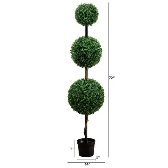 6ft. Potted Artificial Triple Ball Boxwood Topiary Tree {6}