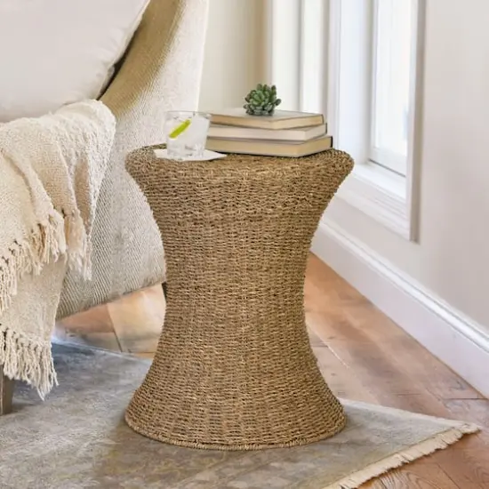 Household Essentials 21" Woven Seagrass Hourglass End Table {3}
