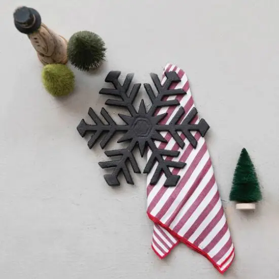 Hello Honey&reg; 8" Black Cast Iron Snowflake Trivet {4}
