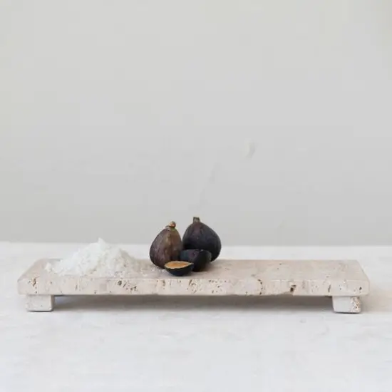 Hello Honey® Beige Scandinavian Travertine Footed Charcuterie Board {3}