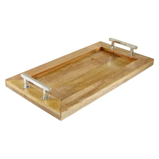 Dark Brown Mango Wood Rustic Tray {1}