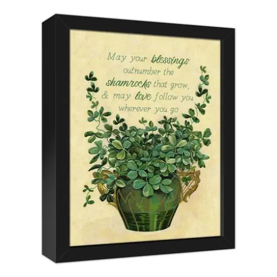 Clover Irish Blessing Black Framed Canvas {4}