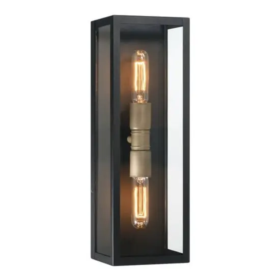 Hello Honey&reg; Lloyd Matte Black Modern Minimalist Metal & Glass Wall Mounted Outdoor Light {13}
