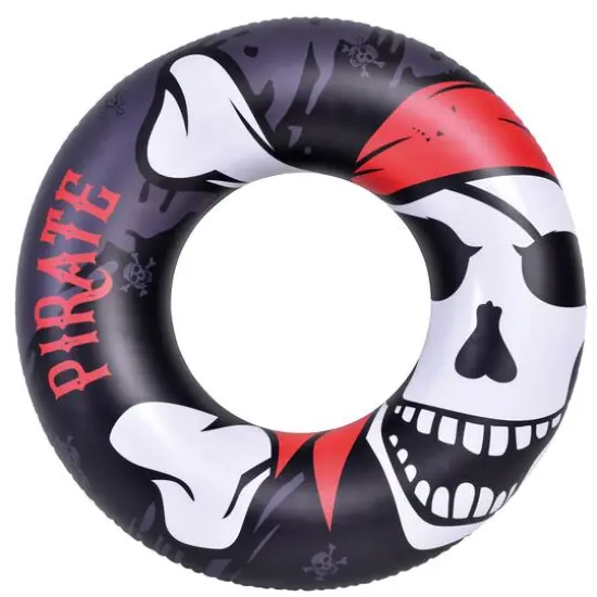 45" Black Pirate Inflatable Inner Tube Pool Float {1}