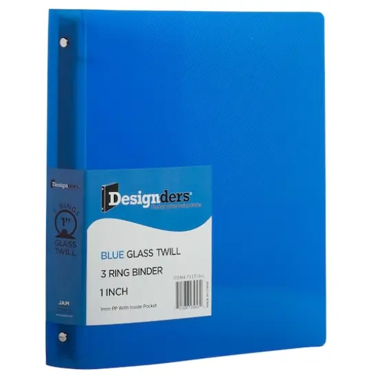 JAM Paper Glass Twill Plastic 3-Ring Binder Blue {1}