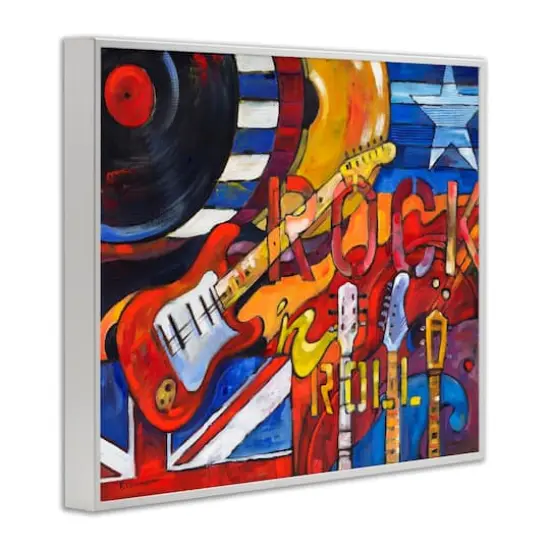 Stupell Industries Rock 'n Roll Music Tribute Framed Giclee Art White {4}