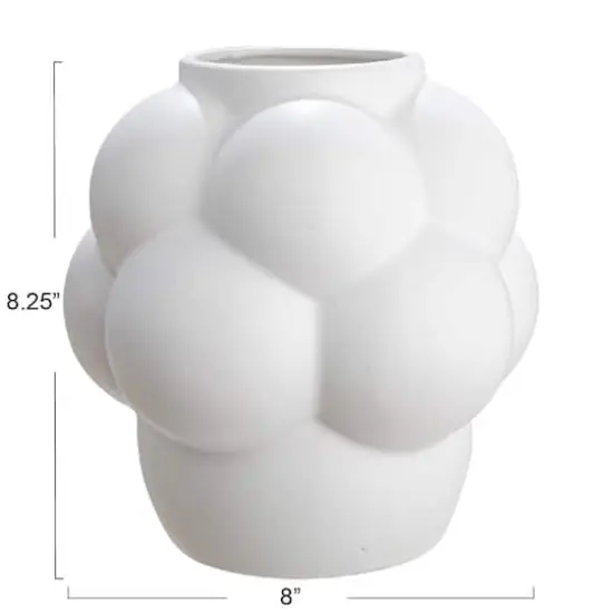 Hello Honey&reg; 8" White Raised Dots Ceramic Vase {4}