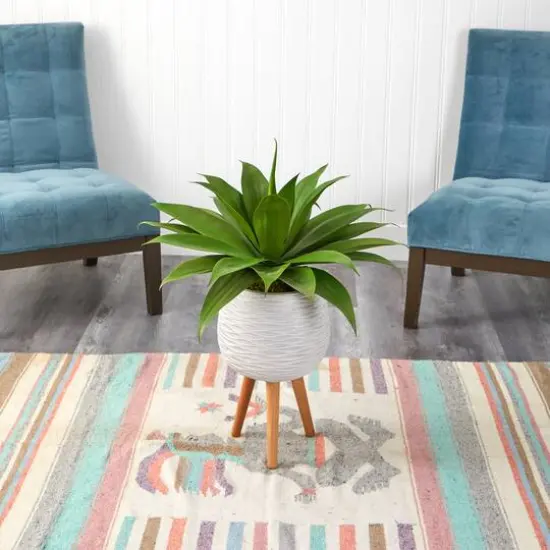 2.5ft. Agave Plant in White Planter with Stand {4}