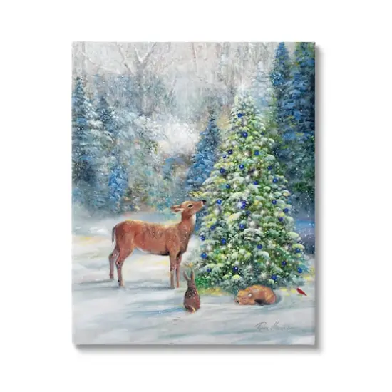 Stupell Industries Winter Woodland Animals Tree Canvas Wall Art {1}