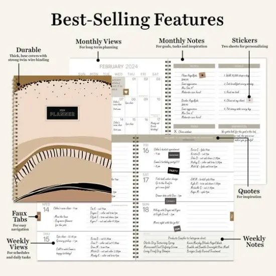 TF Publishing 2024 Black & Tan Large Planner {6}