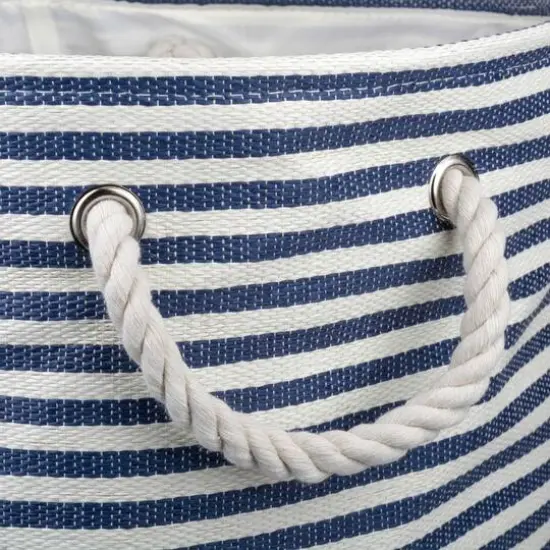 DII® Large Pinstripe Rectangle Woven Paper Storage Bin Nautical Blue {4}