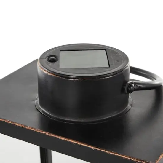 11" Black Metal Modern Candle Lantern {4}