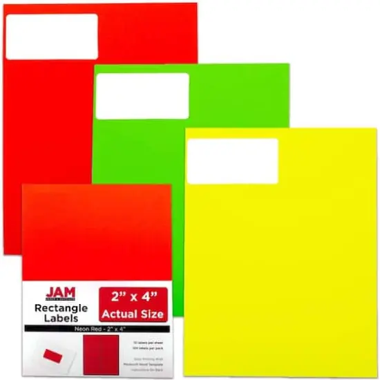JAM Paper Assorted Neon Colors Shipping Address Labels, 3 Packs of 120 {1}