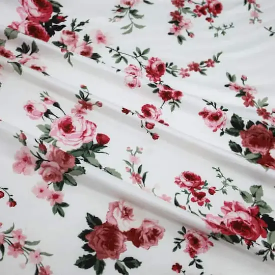 Fabric Merchants Pink Flowers Double Brushed Stretch Fabric {4}