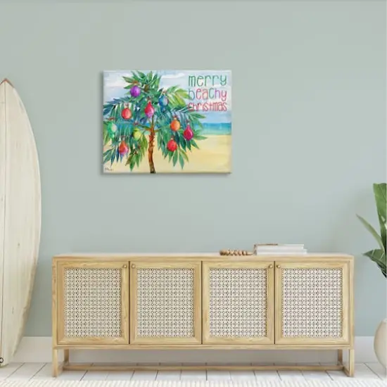 Stupell Industries Merry Beachy Christmas Holiday Palm Canvas Wall Art {3}