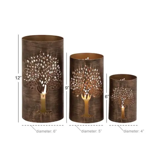 Brown Metal Eclectic Lantern Set {10}