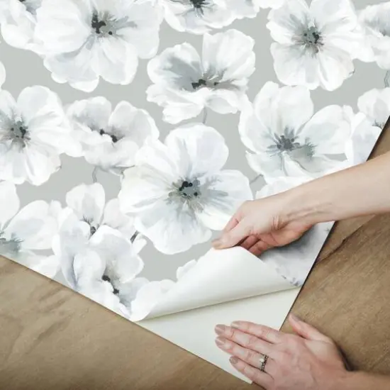 RoomMates Tamara Day Hawthorn Blossom Peel & Stick Wallpaper Gray {10}