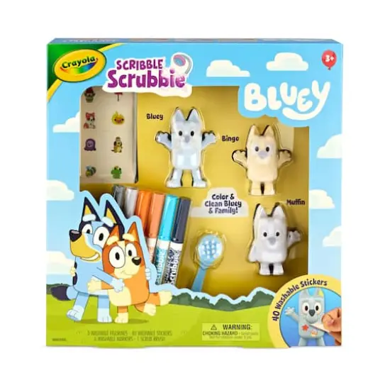 Crayola&reg; Scribble Scrubbie&reg; Deluxe Bluey Playset with Washable Stickers, 3ct. {1}