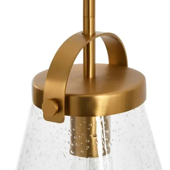 Hello Honey® Robert Stevenson Lighting Wesley Metal & Seedy Glass Ceiling Light Brushed Gold {7}