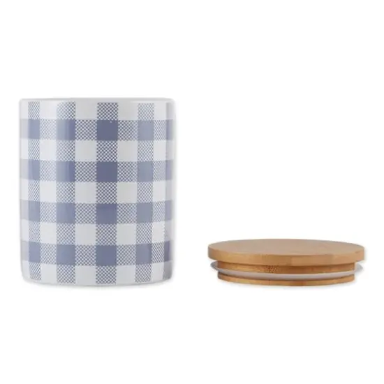 DII&reg; Buffalo Check Ceramic Canister Set Stonewash Blue and White {5}