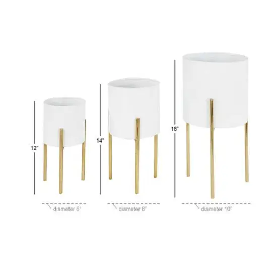 White Metal Contemporary Planter Set {6}