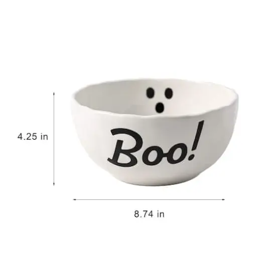 8.75" White Ghost Ceramic Bowl by Makery™ {4}
