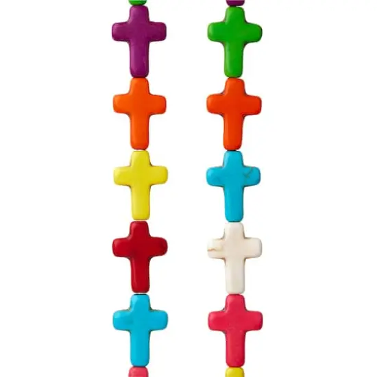Multicolor Reconstituted Stone Cross Beads, 15mm by Bead Landing&trade; {1}