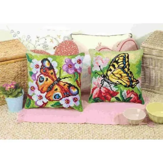 Orchidea Needlepoint Kit Cushion - Printed Canvas Butterfly {3}