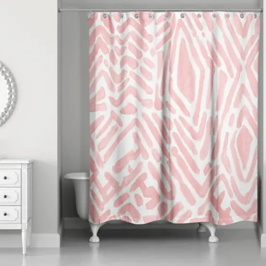 Wild Pattern Shower Curtain Pink and White {3}