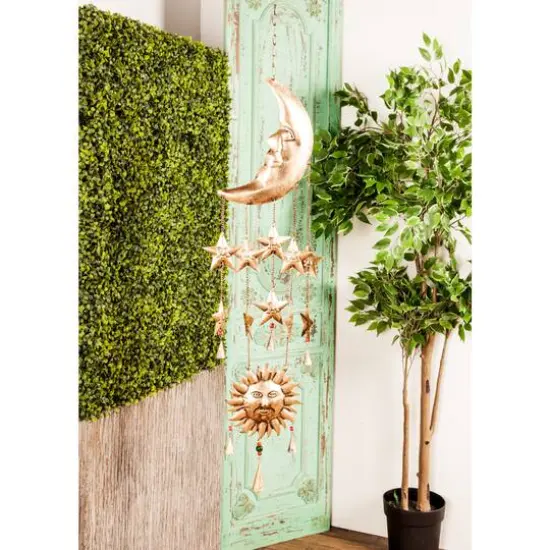 Gold Metal Eclectic Windchime, 9" x 1" x 39" {8}