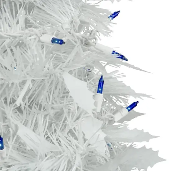 6ft. Pre-Lit White Tinsel Pop-Up Artificial Christmas Tree, Blue Lights {3}