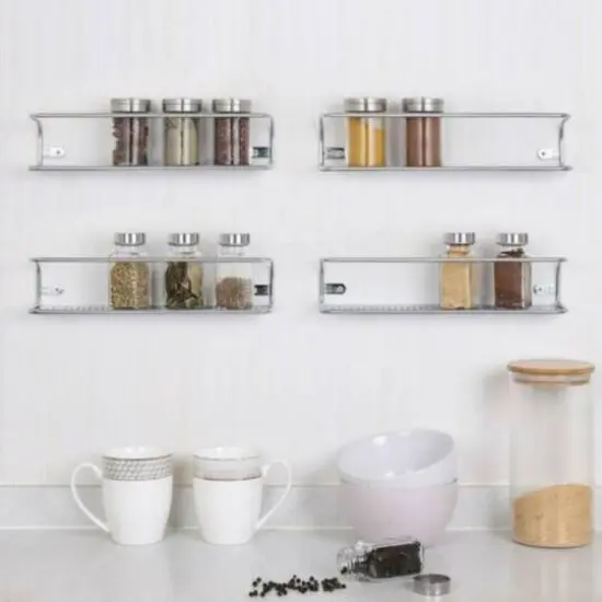NEX&trade; Chrome Wall-Mount Spice Rack with Guard Rail, 4ct. {7}