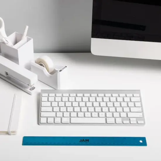 JAM Paper Metallic Stainless Steel Rulers, 12ct. Blue {6}