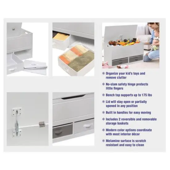 Badger Basket White Up & Down Toy & Storage Bench {11}