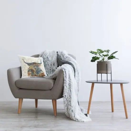 Stupell Industries Abstract Farmhouse Longhorn Highland Cattle Animal Throw Pillow, 18" x 18" {3}