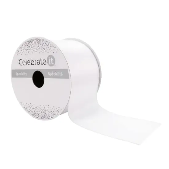 2.5" x 10yd. White Satin Wired Ribbon by Celebrate It&reg; Specialty {1}