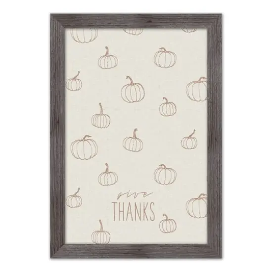 Dusty Rose Pumpkin Give Thanks Print in Western Gray Frame {1}