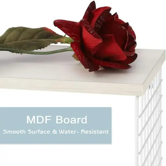 Wood & Metal Wall Mounted Bathroom Towel Rack with 6 Hooks White {5}