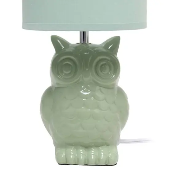 Simple Designs 13" Ceramic Owl Table Lamp Sage Green {10}