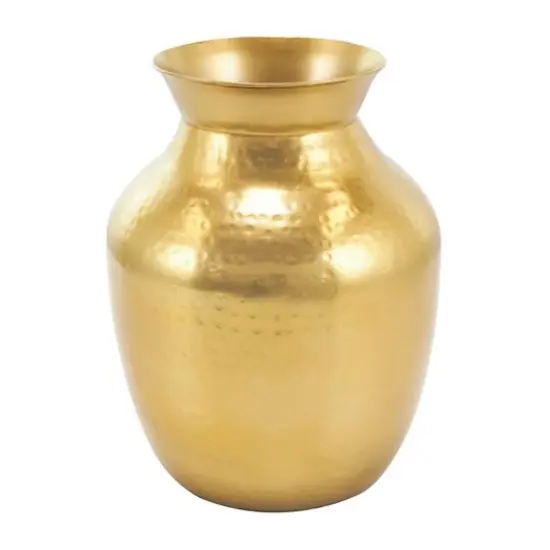12" Gold Metal Hammered Spotted Vase {7}