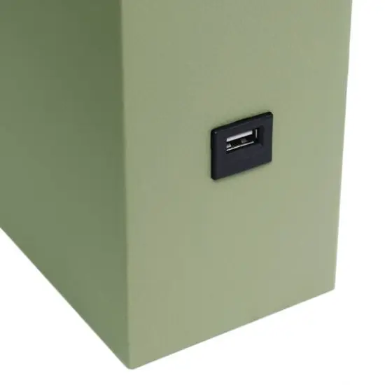 Lalia Home Lexington 21" Sage Green Leather Base Table Lamp with USB Port {9}