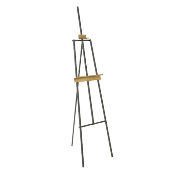 68.5" Black Metal Painter's Inspired 4-Tier Display Easel with Gold Accents {5}
